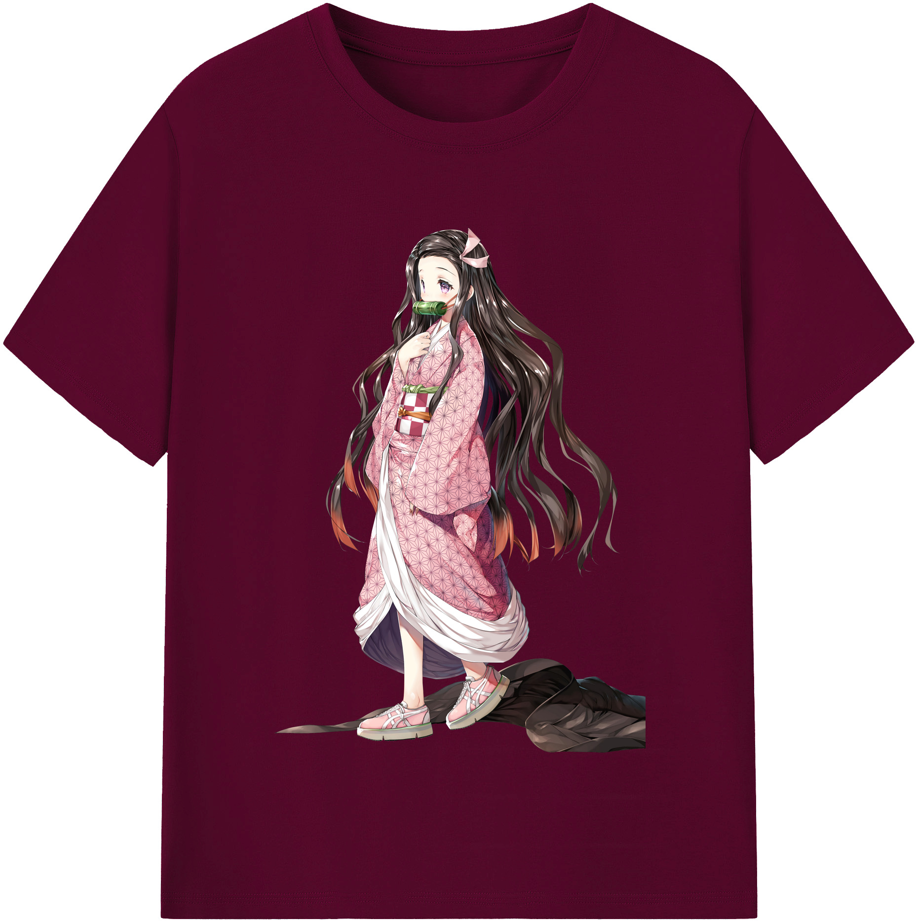 （画像用） 鬼滅の刃（きめつのやいば）竈門 禰󠄀豆子／かまど ねずこ Kamado Nezuko レディースカジュアルプリントTシャツ（綿100％）